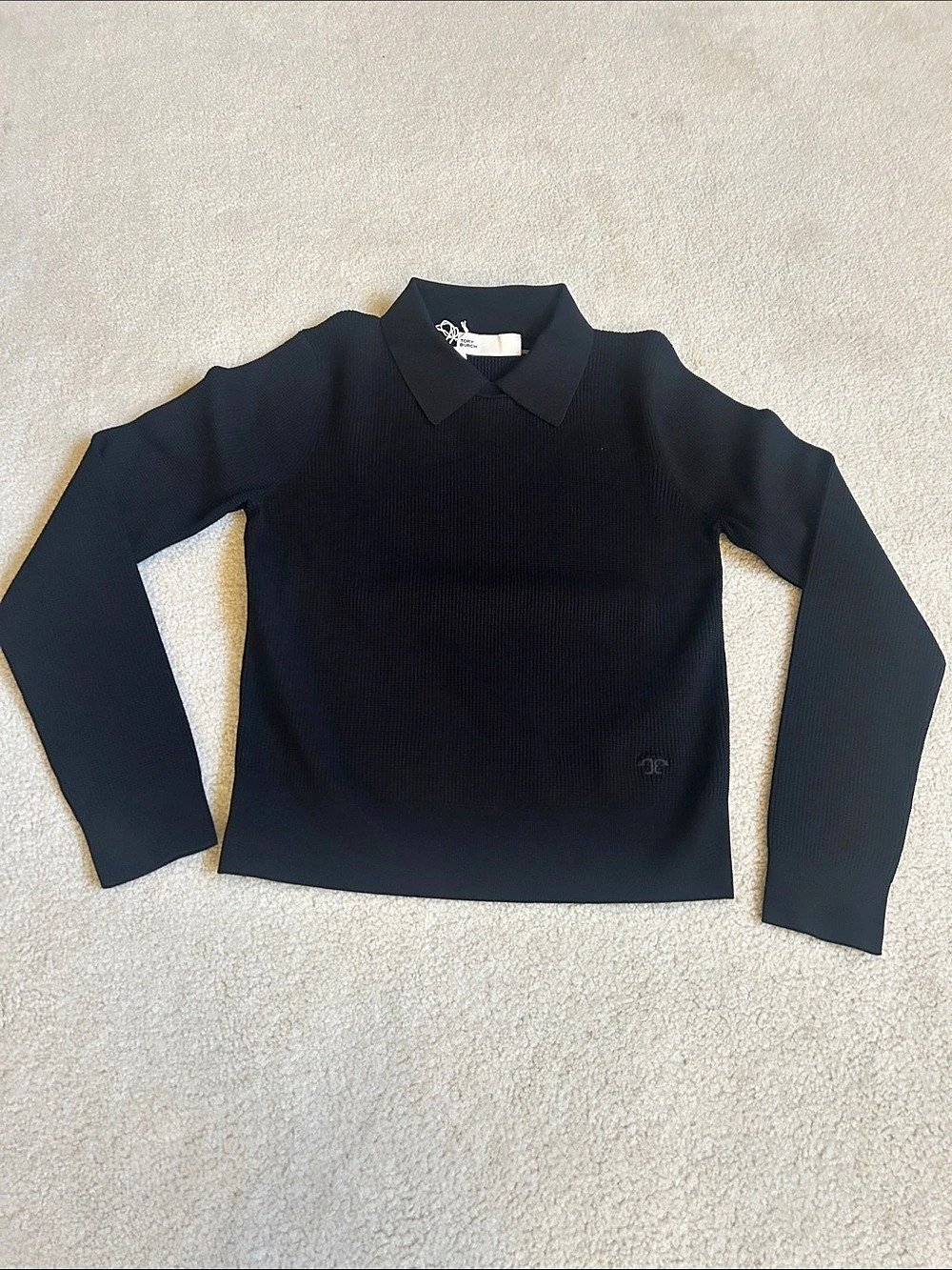 Tory Burch Collared Sweater in Black Size Small NWT